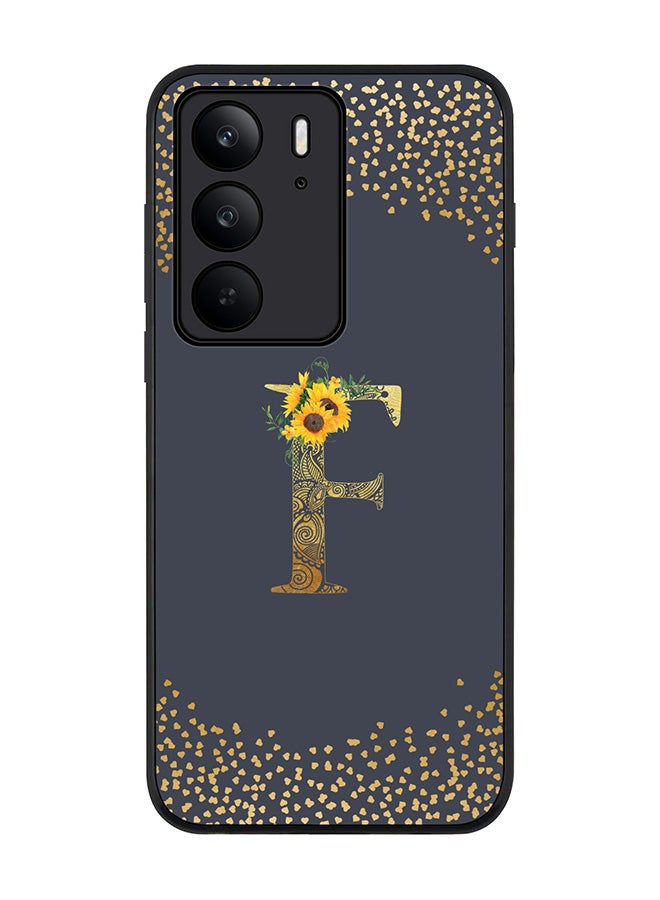 For Realme C75x / C75 4G Case,Slim fit Camera Protection, Shockproof Thin Phone cover  - Custom Floral Monogram - F  (Grey )